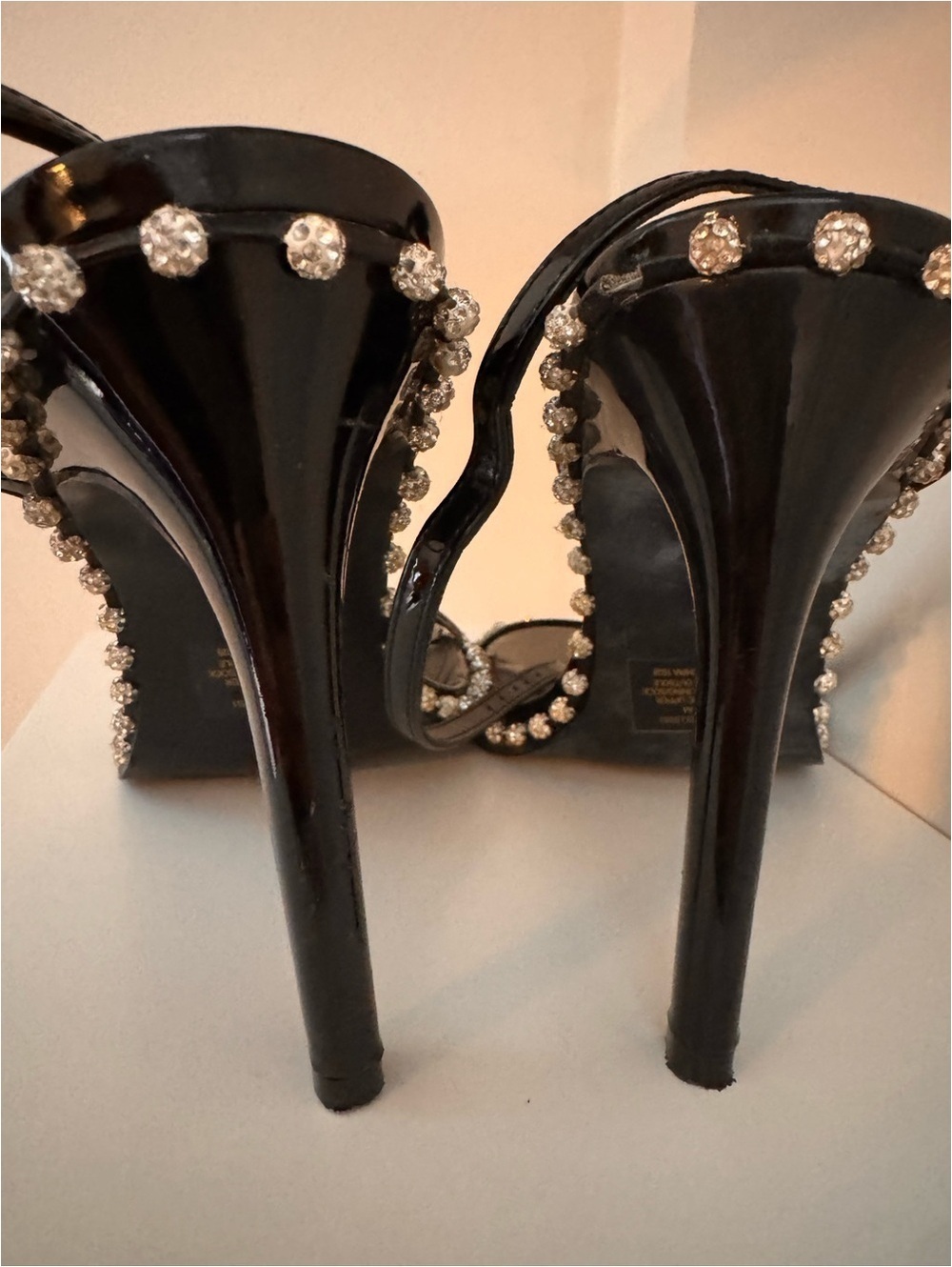 Steve Madden Black Patent Crystal-Embellished Slingback Heels - Picture 8 of 9